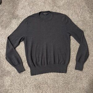 Brooks Brothers Charcoal 100% Merino Wool Crewneck Sweater